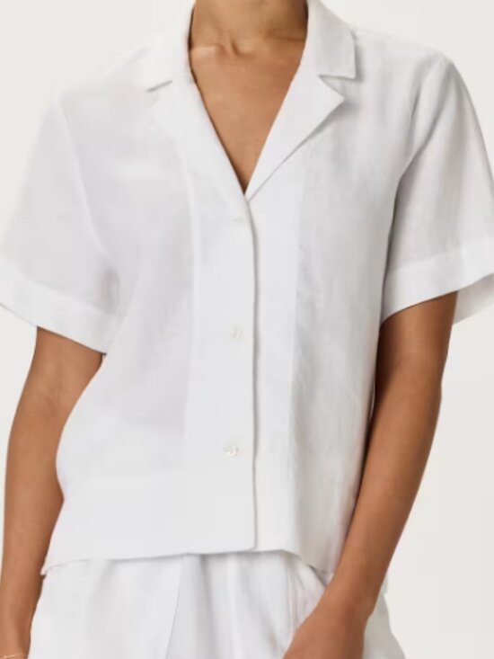 Quince Tops - Quince 100% European Linen Short Sleeve Shirt White S